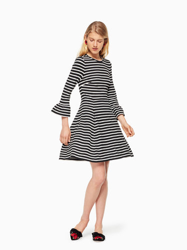 stripe ponte fit and flare dress