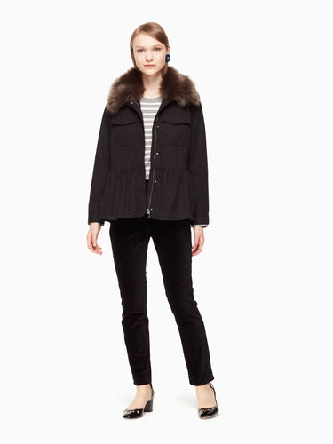 faux fur trim military jacket