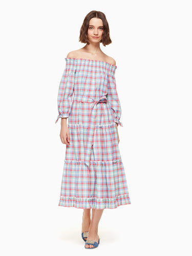 madras off shoulder dress
