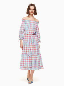 madras off shoulder dress