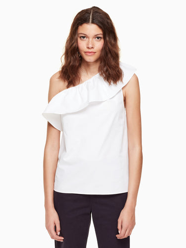 poplin one shoulder top