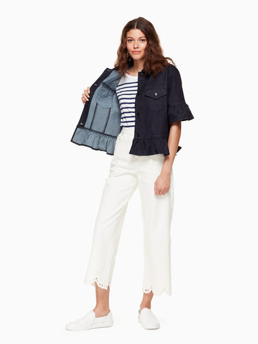 flounce sleeve denim jacket