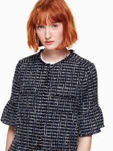 flounce sleeve tweed jacket
