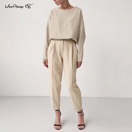 Mnealways18 Vintage Zipper Khaki Trousers Women High Waist Office Pants Ladies Brown Trousers Work Wear Elastic Waist Pants 2020