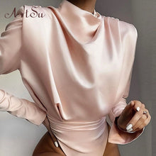 Load image into Gallery viewer, Artsu Elegant Satin Pink Blouse Long Sleeve Bodysuits Tops Women 2020 Spring New Romper Mujer Ladies Cute Shirts ASJU60703