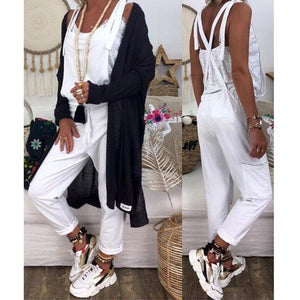 Women Flower Print  Loose Jumpsuits Rompers V-neck Herem Pants Sport Slacks Suspenders Hip Pop Sport Slacks