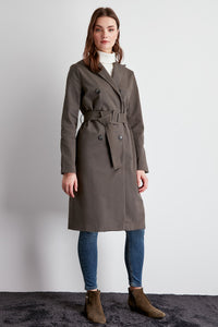 Trendyol Arched Button Closure Long Trench Coat TWOSS20TR0004