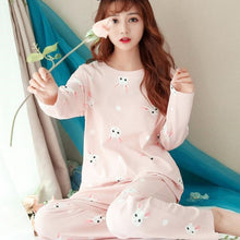 Load image into Gallery viewer, Womens Pajamas Sets Round Neck Cartoon Spring Printed Totoro Kawaii Cartoon Sleepwear Nighty Female Casual Autumn Winter Pajamas