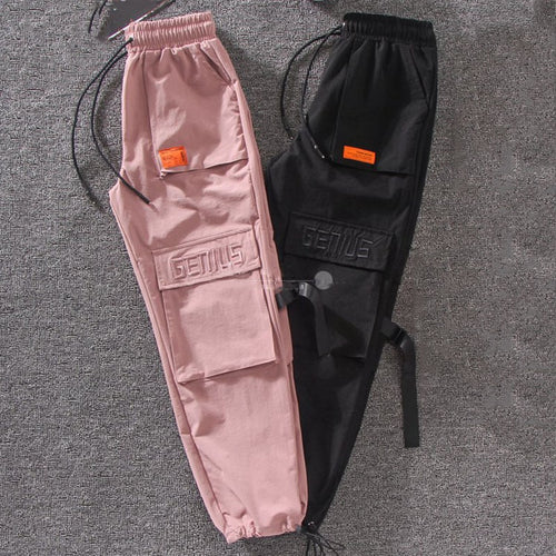 Autumn Streetwear embroidery Cargo Pants Women Harajuku BF Loose Big Pocket Hearm Pants High Waist Loose Female Trousers