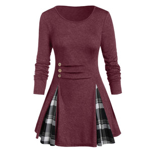 Womail Shirt Women Autumn Winter Long Sleeve Tartan Tunic Pullover Tops Irregular Plaid Print Pullover Blusas Feminina Plus Size