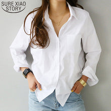 Load image into Gallery viewer, women shirts and blouses 2019 Feminine Blouse Top Long Sleeve Casual White Turn-down Collar OL Style Women Loose Blouses 3496 50