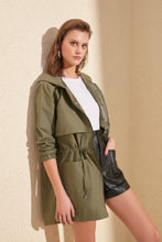 Load image into Gallery viewer, Trendyol Hooded Articulated Shirred Trench TWOSS20TR0002