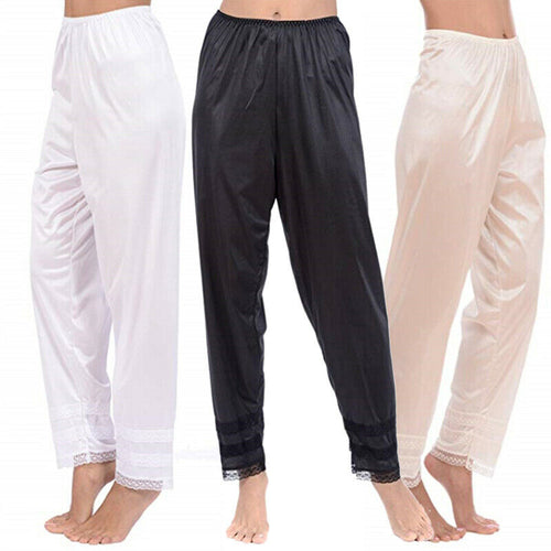 3 Colors Women‘s Soft Slip Liner Pajamas Sleepwear Night Bottoms Lounge Pants Plus Size M-2XL