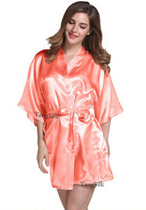 RB034 2016 New Satin Bridesmaid Robes,White Faux Silk Wedding Bridal Sisters Dressing Gown/ Kimono Bathrobes