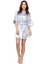 Load image into Gallery viewer, RB034 2016 New Satin Bridesmaid Robes,White Faux Silk Wedding Bridal Sisters Dressing Gown/ Kimono Bathrobes