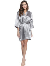 Load image into Gallery viewer, RB034 2016 New Satin Bridesmaid Robes,White Faux Silk Wedding Bridal Sisters Dressing Gown/ Kimono Bathrobes