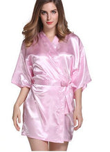 Load image into Gallery viewer, RB034 2016 New Satin Bridesmaid Robes,White Faux Silk Wedding Bridal Sisters Dressing Gown/ Kimono Bathrobes