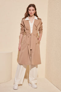 Trendyol Water Repellent Featured Button Closure Long Trench Coat TWOSS20TR0012