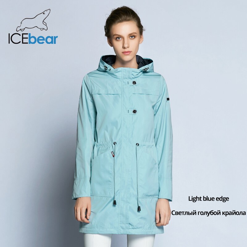 ICEbear 2019  New Arrival Autumn Trench Coat Solid Color Woman Fashion Slim Coats O-Neck Collar Autumn Trench Coat B17G123D