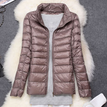 Load image into Gallery viewer, Winter Women Ultralight Thin Down Jacket White Duck Down Hooded Jackets Long Sleeve Warm Coat Parka Female Portable Outwear