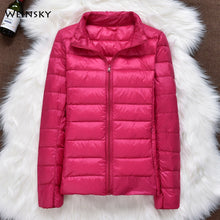 Load image into Gallery viewer, Winter Women Ultralight Thin Down Jacket White Duck Down Hooded Jackets Long Sleeve Warm Coat Parka Female Portable Outwear