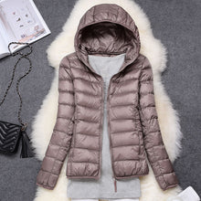 Load image into Gallery viewer, Winter Women Ultralight Thin Down Jacket White Duck Down Hooded Jackets Long Sleeve Warm Coat Parka Female Portable Outwear