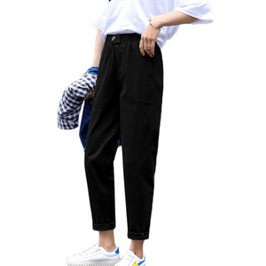 Beige High waist Casual Pants Women loose Spring Autumn 2019 New Women's Korean slim Harem pants Plus Size Nine pants 3XL F279