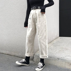 Alien Kitty Loose High Waist Thin Pants Women 2019 Spring Autumn Femme Fashion Simple Casual Solid Pants Girls  All-Match Fresh