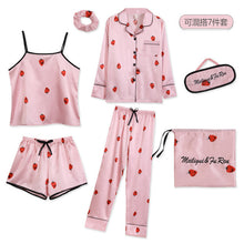 Load image into Gallery viewer, Sleepwear 7 Pieces Pyjama Set 2019 Women Autumn Winter Sexy Pajamas Sets Sleep Suits Soft Sweet Cute Nightwear Gift Home Clothes