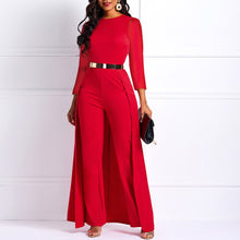 Load image into Gallery viewer, Black Long Sleeve Plus Size High Waist Straight Plain Jumpsuit Women Elegant Formal Party Slim Ladies Wide Leg Jumpsuits