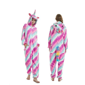 New Winter Women Men Unisex Adult Cute Cartoon Onesie Animal Pajamas unicornio Unicorn Stitch Kigurumi Flannel Nightie Sleepwear