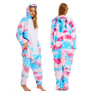 New Winter Women Men Unisex Adult Cute Cartoon Onesie Animal Pajamas unicornio Unicorn Stitch Kigurumi Flannel Nightie Sleepwear