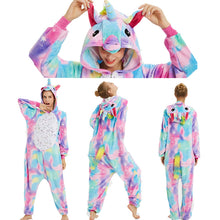 Load image into Gallery viewer, New Winter Women Men Unisex Adult Cute Cartoon Onesie Animal Pajamas unicornio Unicorn Stitch Kigurumi Flannel Nightie Sleepwear