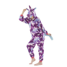 Load image into Gallery viewer, New Winter Women Men Unisex Adult Cute Cartoon Onesie Animal Pajamas unicornio Unicorn Stitch Kigurumi Flannel Nightie Sleepwear