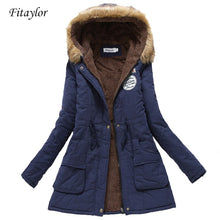 Load image into Gallery viewer, new winter military coats women cotton wadded hooded jacket medium-long casual parka thickness plus size XXXL quilt snow outwear