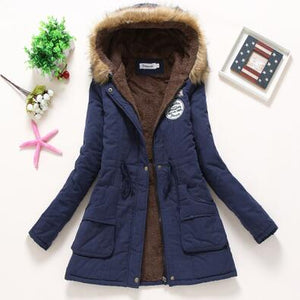 new winter military coats women cotton wadded hooded jacket medium-long casual parka thickness plus size XXXL quilt snow outwear