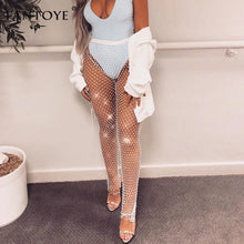 Load image into Gallery viewer, Fantoye Crystal Diamond Mesh Pants Women Sexy Summer Hollow Out Transparent Loose Long Fishnet Pants 2020 New BeachWear Trousers