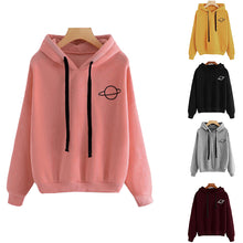 Load image into Gallery viewer, Adisputent 2020 Women Hoodies Casual Planet Print Solid Color Loose Drawstring Sweatshirt Fashion Long Sleeve Hooded Female Tops