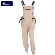 Load image into Gallery viewer, Vangull New Khaki Rompers Womens Jumpsuit Long Elegant Zipper Pockets Sleeveless Adjusted Strap High Waist Cotton Fashion Summer