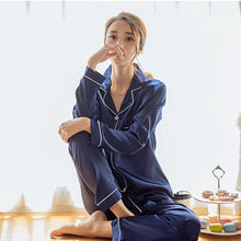 Load image into Gallery viewer, JULY&#39;S SONG 2  Piece Autumn Women Sleepwear Faux Silk Satin Pajamas Set Long Sleeve Sleepwear Pajamas Suit Female Homewear